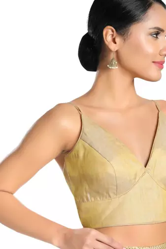 women's tissue padded back open sleeveless saree blouse