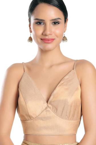 women's tissue padded back open sleeveless saree blouse