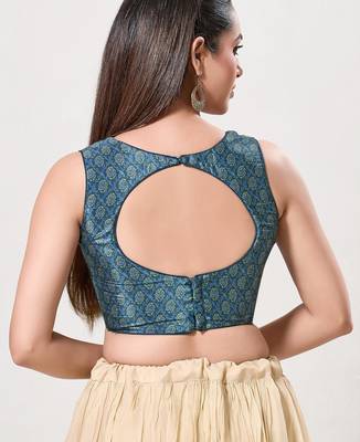 women's bandhani padded back-open sleeveless saree blouse 2