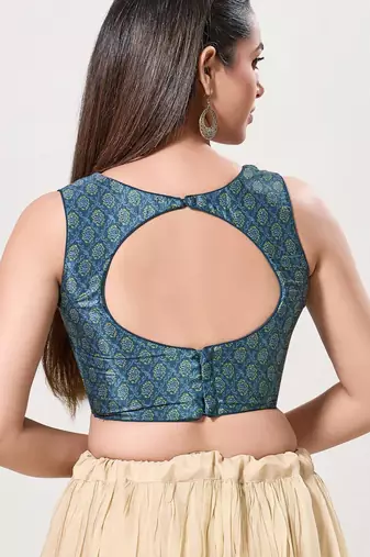 women's bandhani padded back-open sleeveless saree blouse