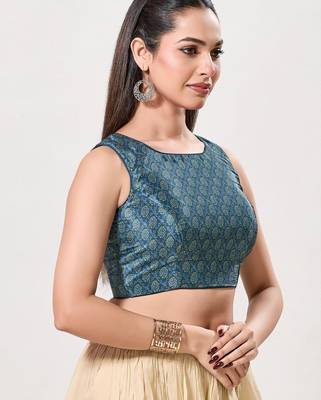 women's bandhani padded back-open sleeveless saree blouse 3