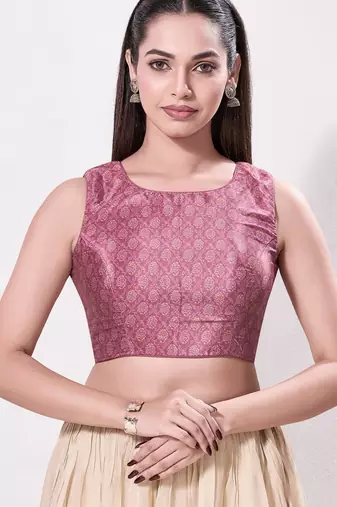 women's bandhani padded back-open sleeveless saree blouse