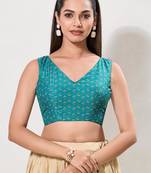 women's cotton padded back-open sleeveless saree blouse