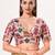 women's brocade padded back open elbow-sleeves saree blouse