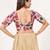 women's brocade padded back open elbow-sleeves saree blouse