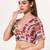 women's brocade padded back open elbow-sleeves saree blouse