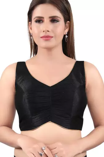women's mulbury silk blend  padded back open sleeveless saree blouse