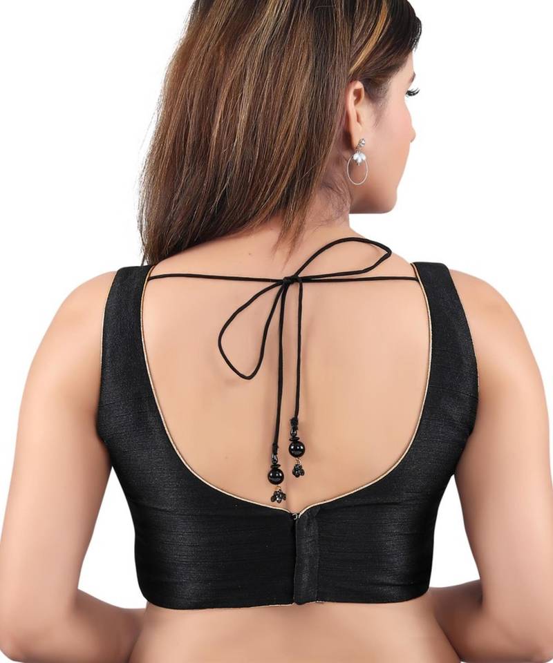 women's mulbury silk blend  padded back open sleeveless saree blouse