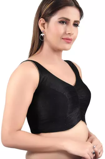 women's mulbury silk blend  padded back open sleeveless saree blouse