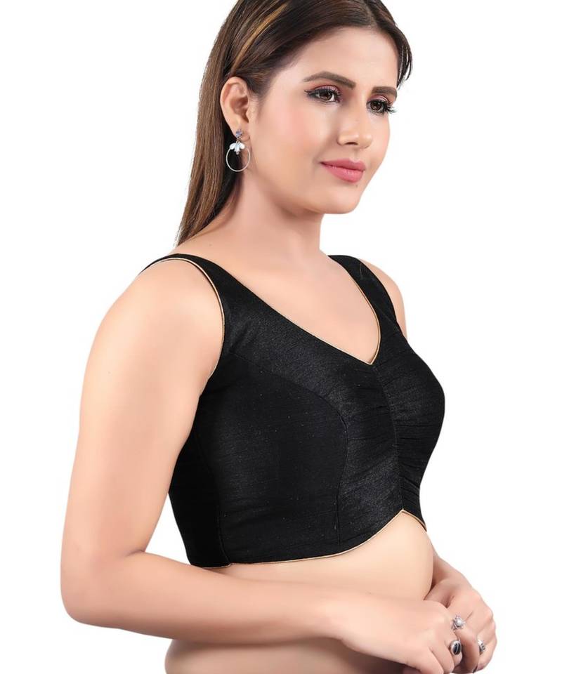 women's mulbury silk blend  padded back open sleeveless saree blouse