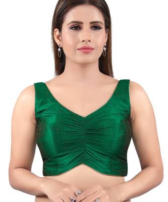 women's mulbury silk blend  padded back open sleeveless saree blouse 1