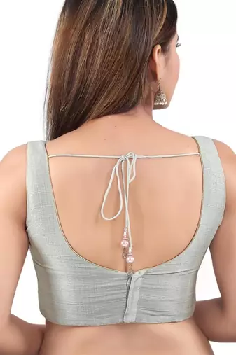 women's mulbury silk blend  padded back open sleeveless saree blouse