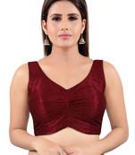 women's mulbury silk blend  padded back open sleeveless saree blouse
