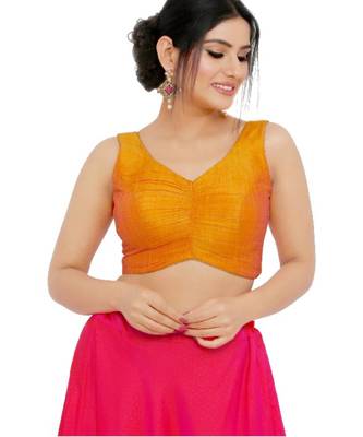 women's mulbury silk blend  padded back open sleeveless saree blouse 1