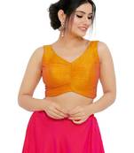 women's mulbury silk blend  padded back open sleeveless saree blouse