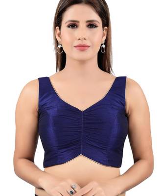 women's mulbury silk blend  padded back open sleeveless saree blouse 1