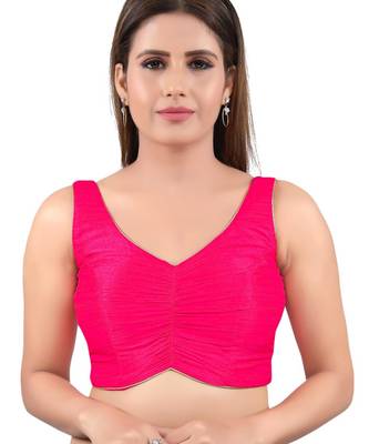 women's mulbury silk blend  padded back open sleeveless saree blouse 1