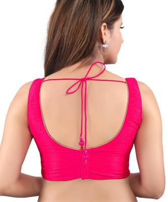 women's mulbury silk blend  padded back open sleeveless saree blouse 2