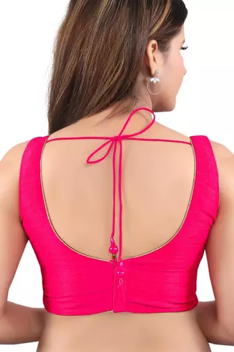women's mulbury silk blend  padded back open sleeveless saree blouse