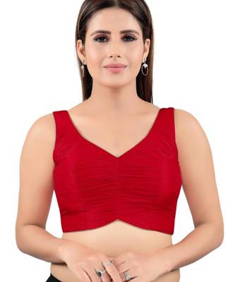 women's mulbury silk blend  padded back open sleeveless saree blouse 1
