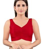 women's mulbury silk blend  padded back open sleeveless saree blouse