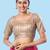 women's brocade padded back open elbow-sleeves saree blouse