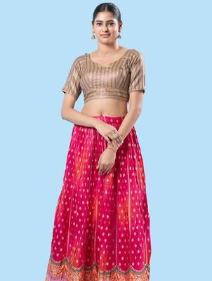 women's brocade padded back open elbow-sleeves saree blouse 4