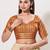 women's brocade padded back open elbow-sleeves saree blouse