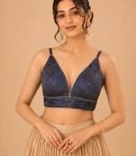 women's satin crush padded back open sleeveless saree blouse