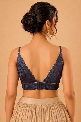 women's satin crush padded back open sleeveless saree blouse