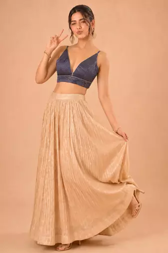 women's satin crush padded back open sleeveless saree blouse
