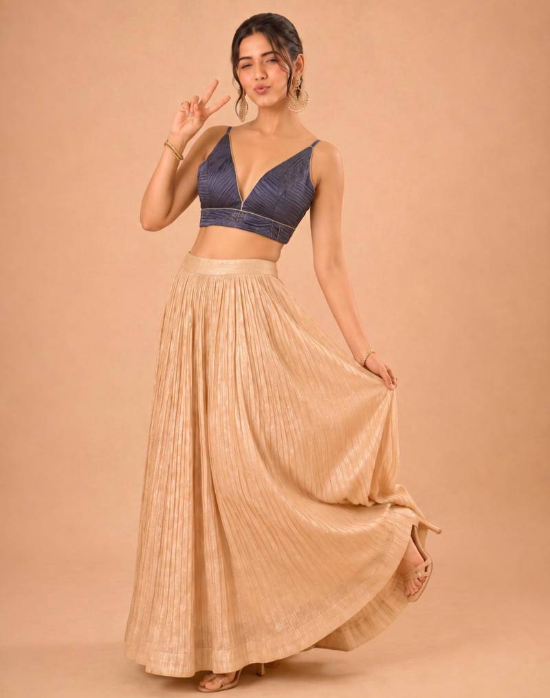 women's satin crush padded back open sleeveless saree blouse