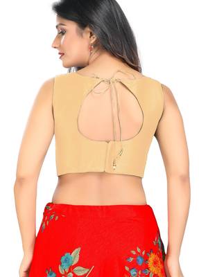 women's mulbury silk blend  padded back open sleeveless saree blouse 2