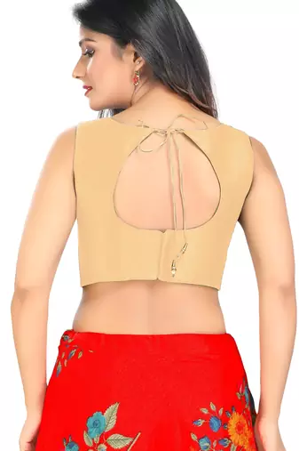 women's mulbury silk blend  padded back open sleeveless saree blouse
