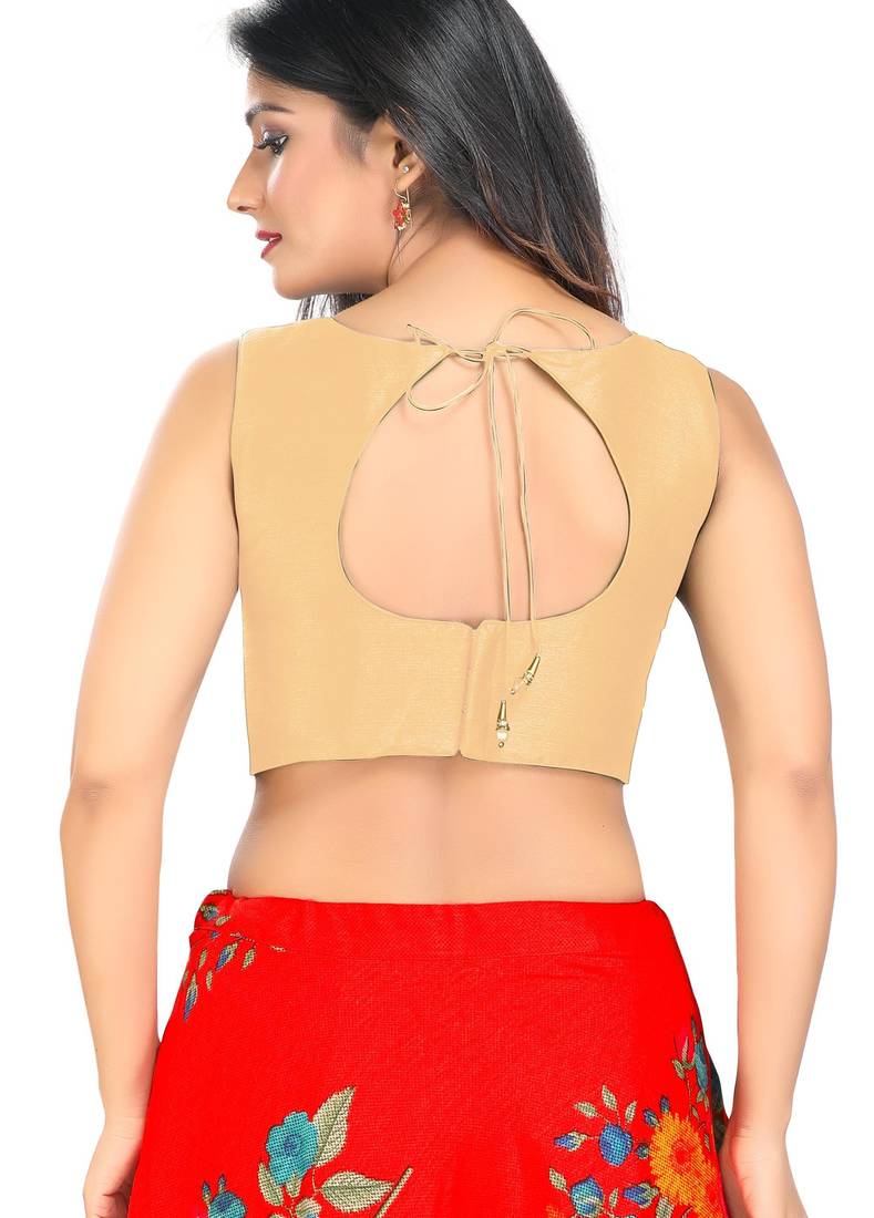 women's mulbury silk blend  padded back open sleeveless saree blouse
