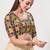 women's jain silk blend  padded back open elbow-sleeves saree blouse