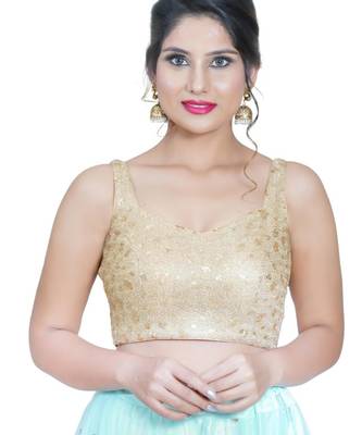 women's net padded back open sleeveless saree blouse 1