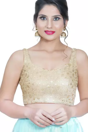 women's net padded back open sleeveless saree blouse