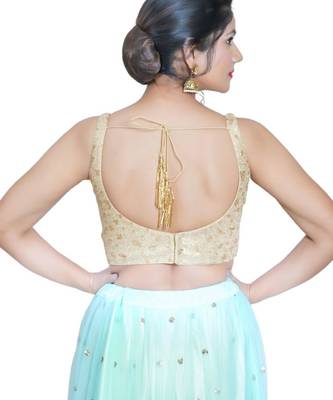 women's net padded back open sleeveless saree blouse 2