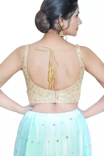 women's net padded back open sleeveless saree blouse