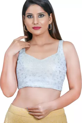 women's net padded back open sleeveless saree blouse