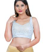 women's net padded back open sleeveless saree blouse
