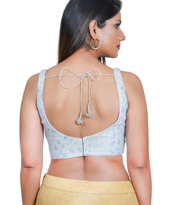 women's net padded back open sleeveless saree blouse 2