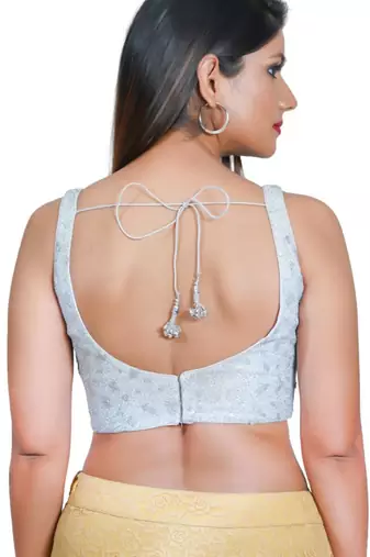 women's net padded back open sleeveless saree blouse
