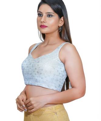 women's net padded back open sleeveless saree blouse 3