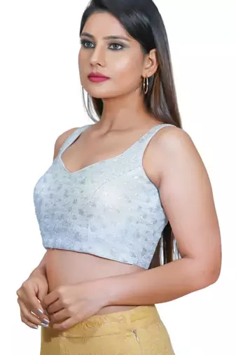 women's net padded back open sleeveless saree blouse