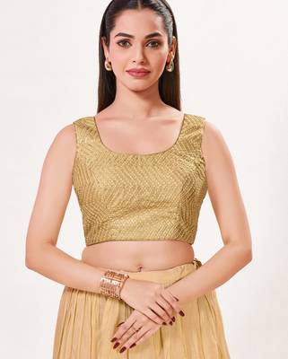 women's silk blend  padded back open sleeveless saree blouse 1