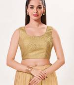 women's silk blend  padded back open sleeveless saree blouse