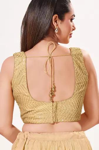 women's silk blend  padded back open sleeveless saree blouse