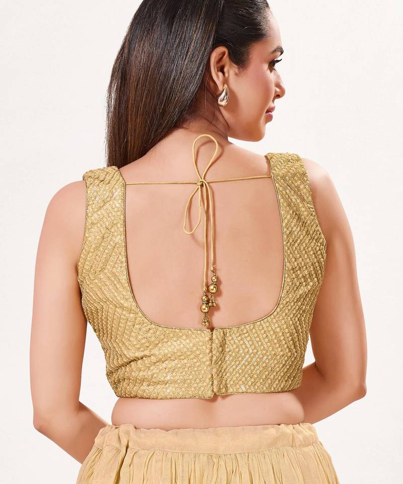 women's silk blend  padded back open sleeveless saree blouse